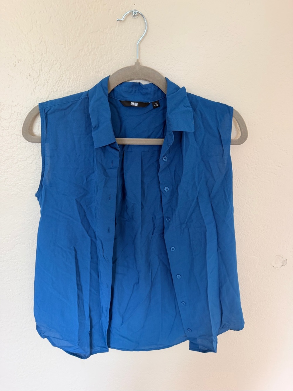 Uniqlo Royal Blue Sleeveless Button-Down Shirt